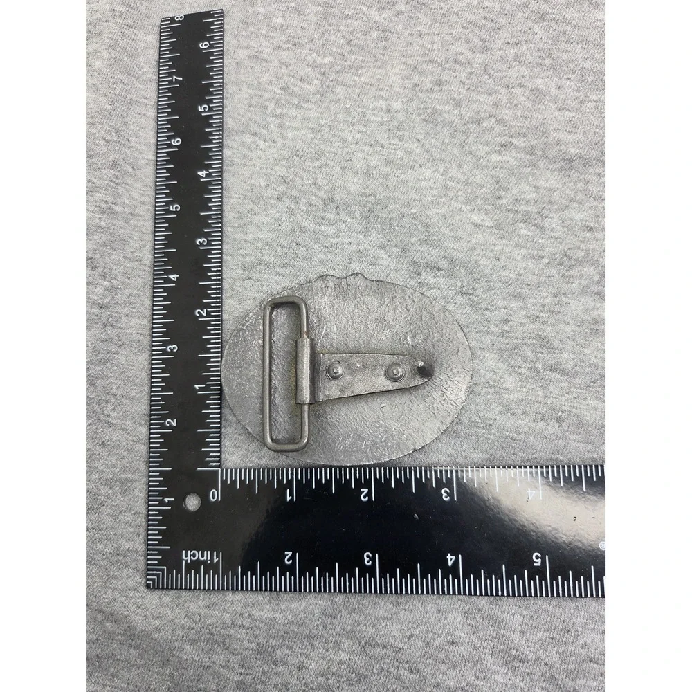 Vintage CBS Country Records Music Cowboy Western Solid Pewter Belt Buckle Heavy